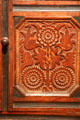 Detail of Wethersfield-style carving on cupboard attrib. to Peter Blin, CT at Yale University Art Gallery. New Haven, CT.