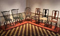 Collection of early American side chairs at Yale University Art Gallery. New Haven, CT.