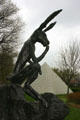 Rabbit Thinker on a Rock by Barry Flanagan in National Sculpture Garden. Washington, DC.