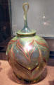 Favrile glass vase with cover by Tiffany Glass & Decorating Co. at Smithsonian American Art Museum. Washington, DC.