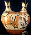 Ceramic native two-spout jug with bird design at National Museum of the American Indian. Washington, DC.