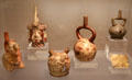 Moche ceramic stirrup-spout bottles from Peru at Dumbarton Oaks Museum. Washington, DC.