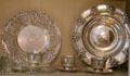 Silver cups, saucers & plates at Tudor Place. Washington, DC.