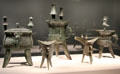Chinese bronze ritual wine warmers at Smithsonian Freer Gallery of Art. Washington, DC.