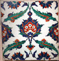 Stonepaste painted tile from Iznik, Turkey at Smithsonian Freer Gallery of Art. Washington, DC.