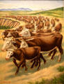 Driving cattle painting by Ernest Fiene at Interior Department. Washington, DC.