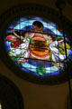 Round stained glass window with angels in Memorial Presbyterian Church. St Augustine, FL.