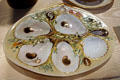 Porcelain Seafood platter shaped with oysters, scallop, mussels by Union Porcelain Works, Greenpoint Brooklyn, NY at Lightner Museum. St Augustine, FL.