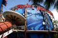 Flying saucer nudges Planet Hollywood at Downtown Disney. Disney World, FL.