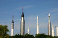 Array of rockets in rocket garden of Kennedy Space Center. FL.