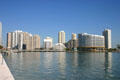 Brickell Key with highrise residences. Miami, FL.