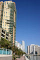 Apartments facing Biscayne Bay from Brickell Bay Drive. Miami, FL.