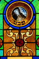 Aquarius stained-glass Zodiac window in Jewish Museum of Florida. Miami Beach, FL.