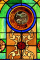 Pisces stained-glass Zodiac window in Jewish Museum of Florida. Miami Beach, FL.