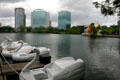Swan boats on Lake Eola. Orlando, FL.