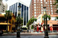Black & white Wachovia Building & old buildings off downtown square at Central Blvd. & Magnolia Ave. Orlando, FL.