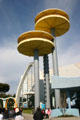 Symbolic replicas of New York World's Fair towers of Men in Black™ attraction at Universal Studios. Orlando, FL.