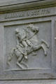 Relief shows Revolutionary War hero General Casimir Pulaski, a Pole who died on his horse in defense of Savannah. Savannah, GA.