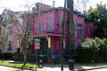 Painted lady Italianate house at Drayton St. & East Park Ave. on Forsyth Park. Savannah, GA.