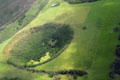 Aerial view of crater on farmland on Big Island of Hawaii. Big Island of Hawaii, HI.