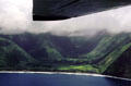 Waipio Valley on northern Hawaiian Island coast seen from air. Big Island of Hawaii, HI.