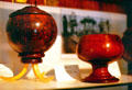 Calabash coconut pedestal bowl with boar's tusks feet, at Bailey House Museum, Wailuku. Maui, HI.