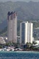 Imperial Plaza & Kauhale Kakaako Apartments from sea. Honolulu, HI.
