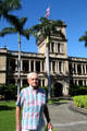 Architect Frank Haines who worked on the restoration of Ali'iolani Hale leads AIA tour of downtown Honolulu. Honolulu, HI.