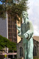 Statue of St Andrew before The Queen Emma Building opposite St Andrew's Cathedral. Honolulu, HI.