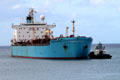 Maersk Claire oil tanker from Marseille enters Honolulu harbor. Honolulu, HI.