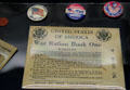 USA War Ration Book & WW II pins at U.S. Army Museum. Waikiki, HI.