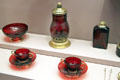 German ruby glass tea set by Johann F. Kunckel at Honolulu Academy of Arts. Honolulu, HI.