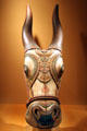Indian wood carving of Nandi's Head, transport of Shiva, at Honolulu Academy of Arts. Honolulu, HI.