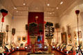 Kāhili Room with collection Hawaiian royal feather standards & portraits at Bishop Museum. Honolulu, HI.