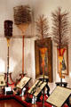 Hawaiian royal feather standards at Bishop Museum. Honolulu, HI.