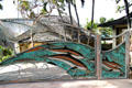 Artistic gate with dolphins for home east of Waikiki. Honolulu, HI.