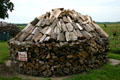Amana-style round wood pile as used in 1850s. West Amana, IA.