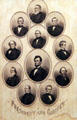 Graphic of Abraham Lincoln with his first term Cabinet at Union Pacific Railroad Museum. Council Bluffs, IA.