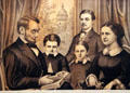 Graphic of Abraham Lincoln with his family at Union Pacific Railroad Museum. Council Bluffs, IA.