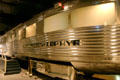Bare aluminum skin of rear end of Zephyr train at Museum of Science & Industry. Chicago, IL.