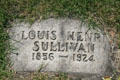 Tombstone of architect Louis H. Sullivan in Graceland Cemetery. Chicago, IL.