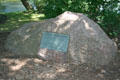 Grave of architect Daniel Hudson Burnham & wife Margaret Sherman Burnham on island in Graceland Cemetery. Chicago, IL.