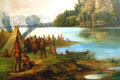 Painting of Indians camped at Starved Rock on Illinois River in Illinois State Capitol. Springfield, IL.