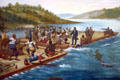 Painting of Governor Coles freeing his slaves on Ohio River in Illinois State Capitol. Springfield, IL.