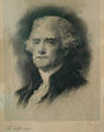 Engraving of Thomas Jefferson in Lincoln-Herndon law office building. Springfield, IL.