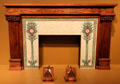 Mosaic fireplace surround by George Washington Maher & made by Louis J. Millet with brass andirons by George Grant Elmslie at Art Institute of Chicago. Chicago, IL.