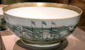 Chinese export porcelain punch bowl with painting of foreign trading buildings of Canton at Art Institute of Chicago. Chicago, IL.