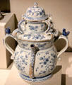 Tin-glazed earthenware double-covered posset pot from London, England at Art Institute of Chicago. Chicago, IL.
