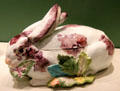 Soft-paste porcelain rabbit tureen by Chelsea Porcelain Manufactory of London, England at Art Institute of Chicago. Chicago, IL.