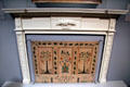 Fireplace mantel 1813 by Samuel Field McIntire of Salem, MA & Fireboard from Southbury, CT used to cover hearths at Art Institute of Chicago. Chicago, IL.
